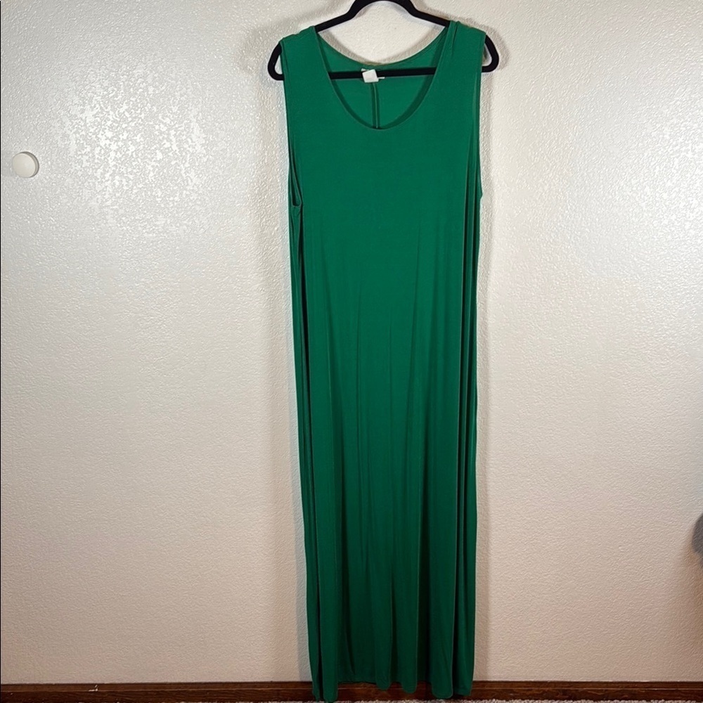 Vintage Kelly Lynn Kelly Green Slinky Knit Maxi Tank Dress Size 1X